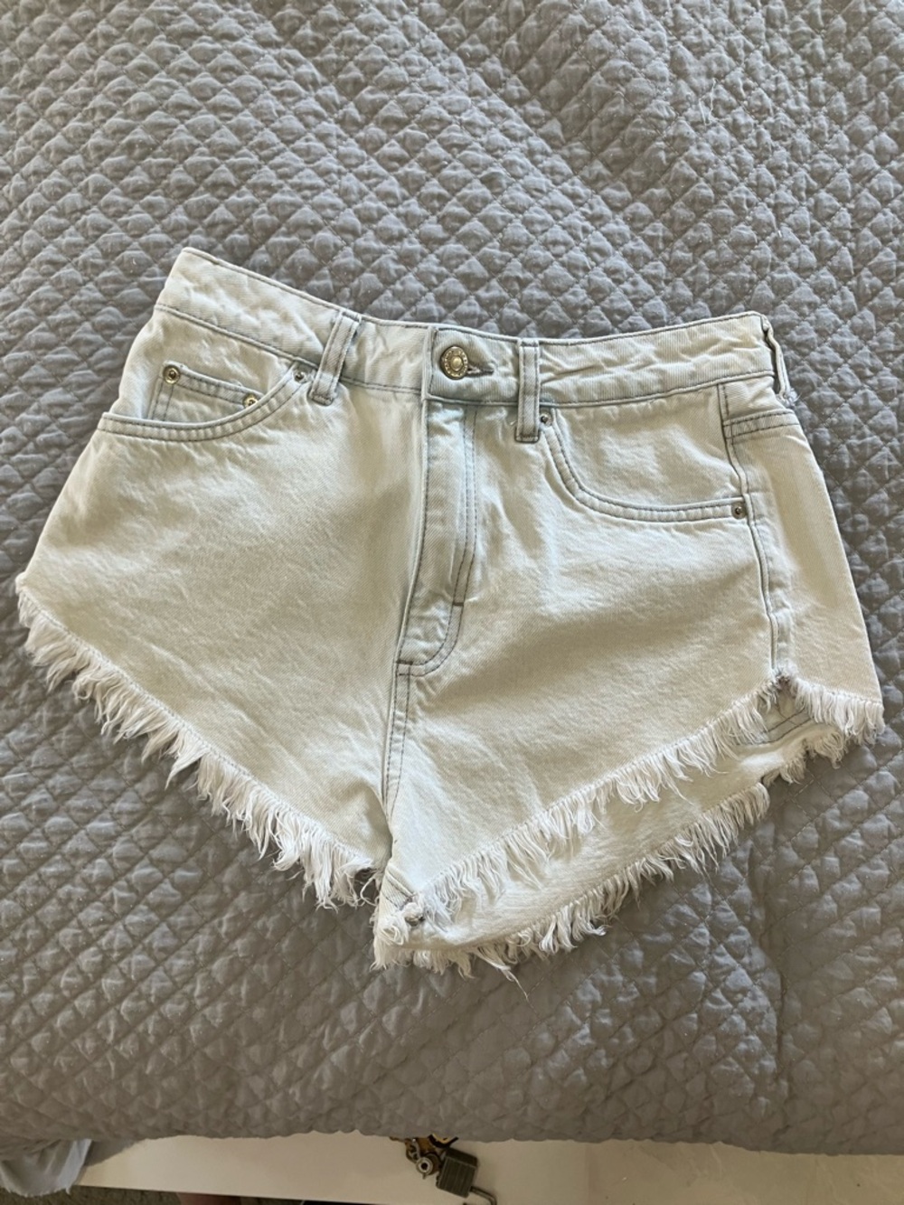 Levi's White Frayed Hem Denim Cutoff Shorts